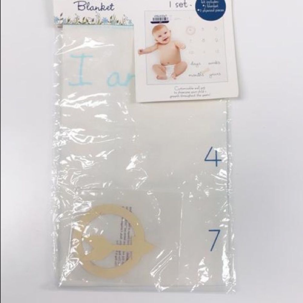 Baby Milestone Blanket Photography Backdrop Newborn Baby‎ Shower Gift Blue White